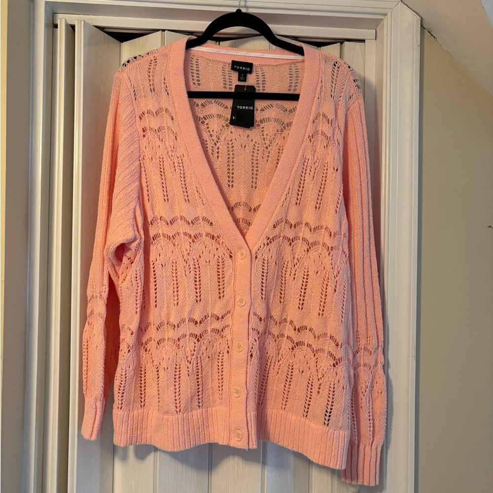 Torrid Pink V Neck Button Down Cardigan NWT